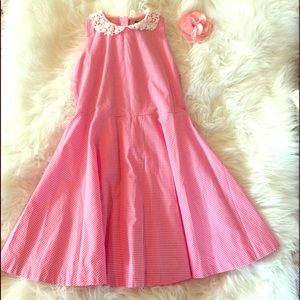 Girls Gingham Pink Polo Dress Size 6x NWT